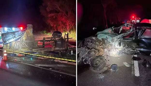 Motorista de caminhonete morre após colisão frontal na BR-277, em Laranjeiras do Sul
