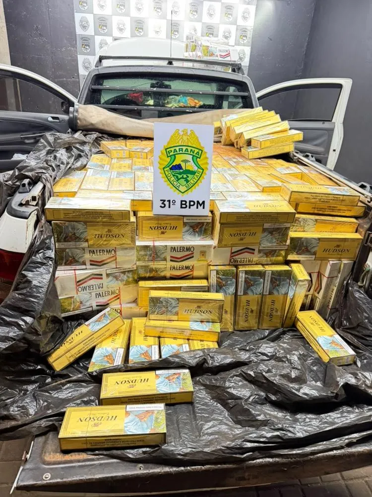 Três pessoas são encaminhadas à Polícia Federal após apreensão de cigarros contrabandeados em Braganey